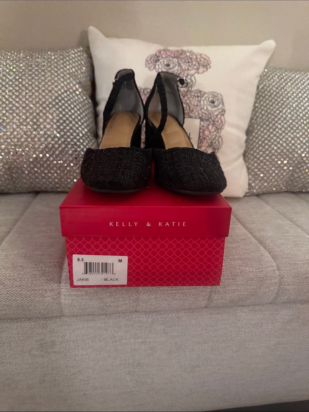 Kelly & Katie Black Textured Slingback Pumps